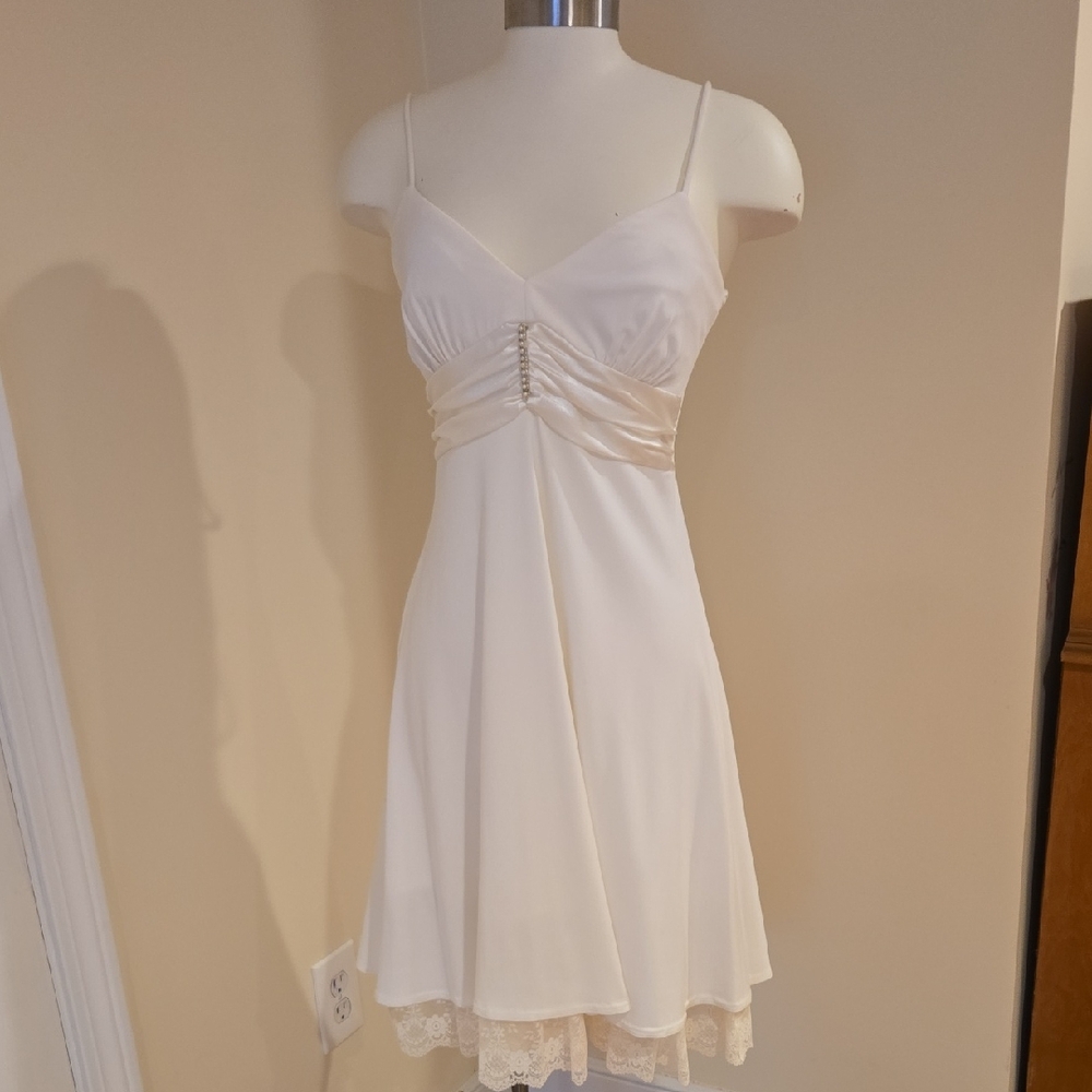 City Triangles Ivory Spaghetti Strap Mini Dress